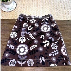 Boden Brown Purple Retro Floral Print Cotton‎ Blend A-Line Skirt Womens 10
